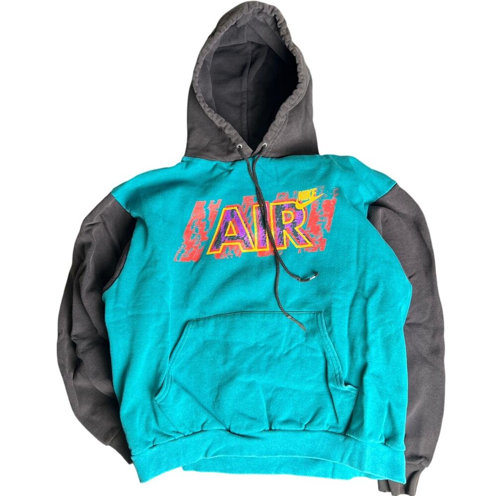 Vintage Nike Air Size 14/16 Blue Two Tone Hoodie Made In USA